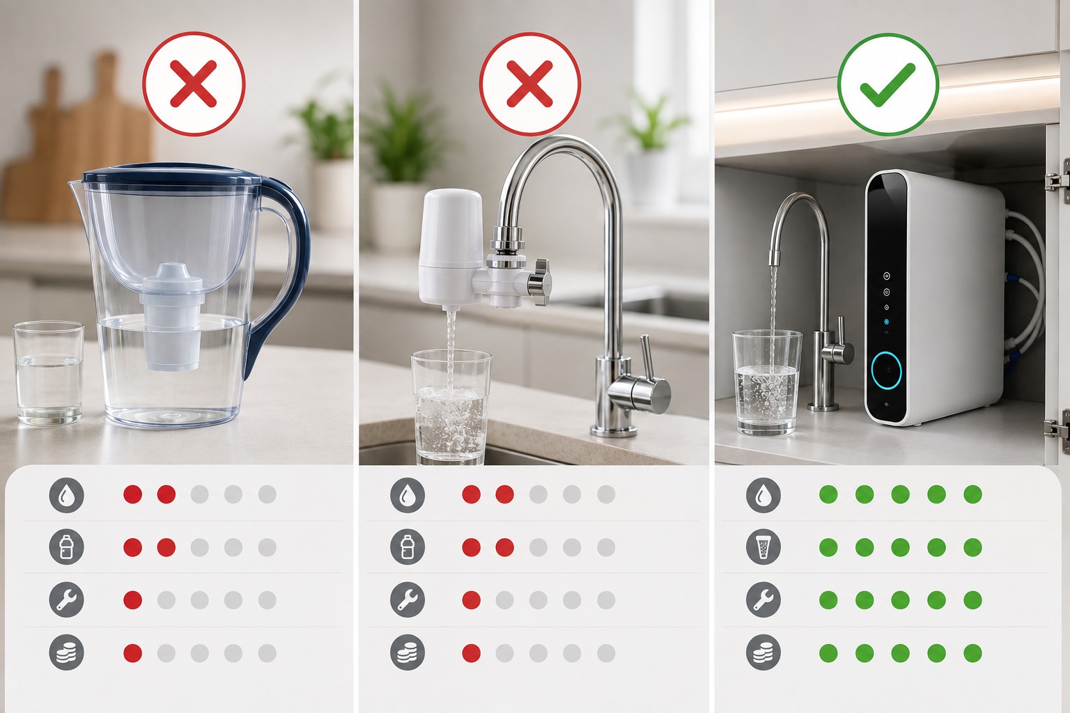 Jarras filtrantes, filtros de grifo u ósmosis inversa: Ventajas, diferencias y cuál elegir