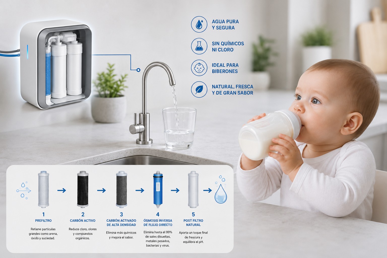 ¿Qué agua es mejor para preparar los biberones de los bebés?
